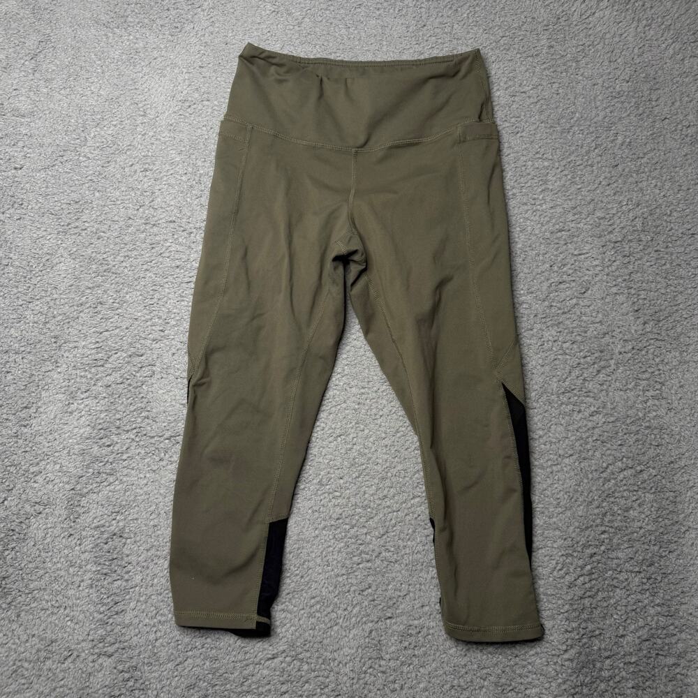 Athletic Leggings Women's Large Green and Black Skinny Capri